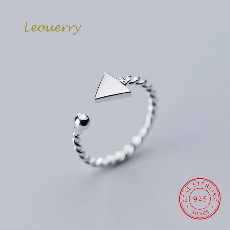 

Leouerry 925 Sterling Silver Minimalist Geometric Triangle Open Rings Women Thin Twist Knuckle Finger Ring Fine Jewelry