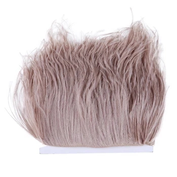 

1 Yard/Lot Leather pink Ostrich Feather Trim Ribbon Natural Decorative feathers 15-18 cm Wedding Dress skirt Sewing Accessory