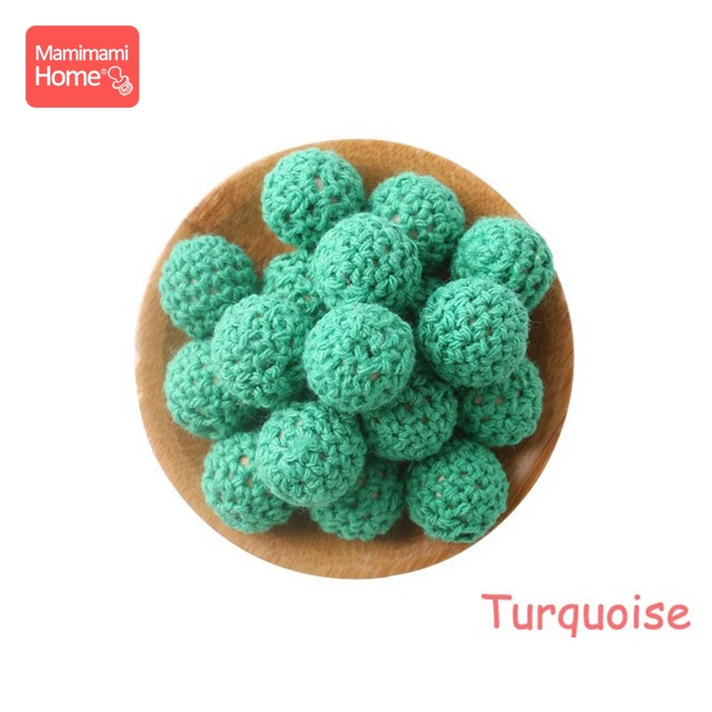 Turquoise 16 мм новые круглые деревянные вязаные бусины 50 шт./компл. Красочные шерстяные Прорезыватели DIY ювелирные изделия для кормления ожерелье-прорезыватель детский Прорезыватель - Цвет: Turquoise
