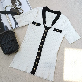 

Women Knitted Cardigan Coat Autumn Winter 2020 Casual V-Neck Short Sleeve Knit Sweater Coat Female Tops