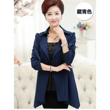 

Oversized 2019 Autumn Women's Thin Windbreaker Coats Roll-up Sleeve Outerwear Casual Female Cardigan Trench Coat 4XL Tops f1385