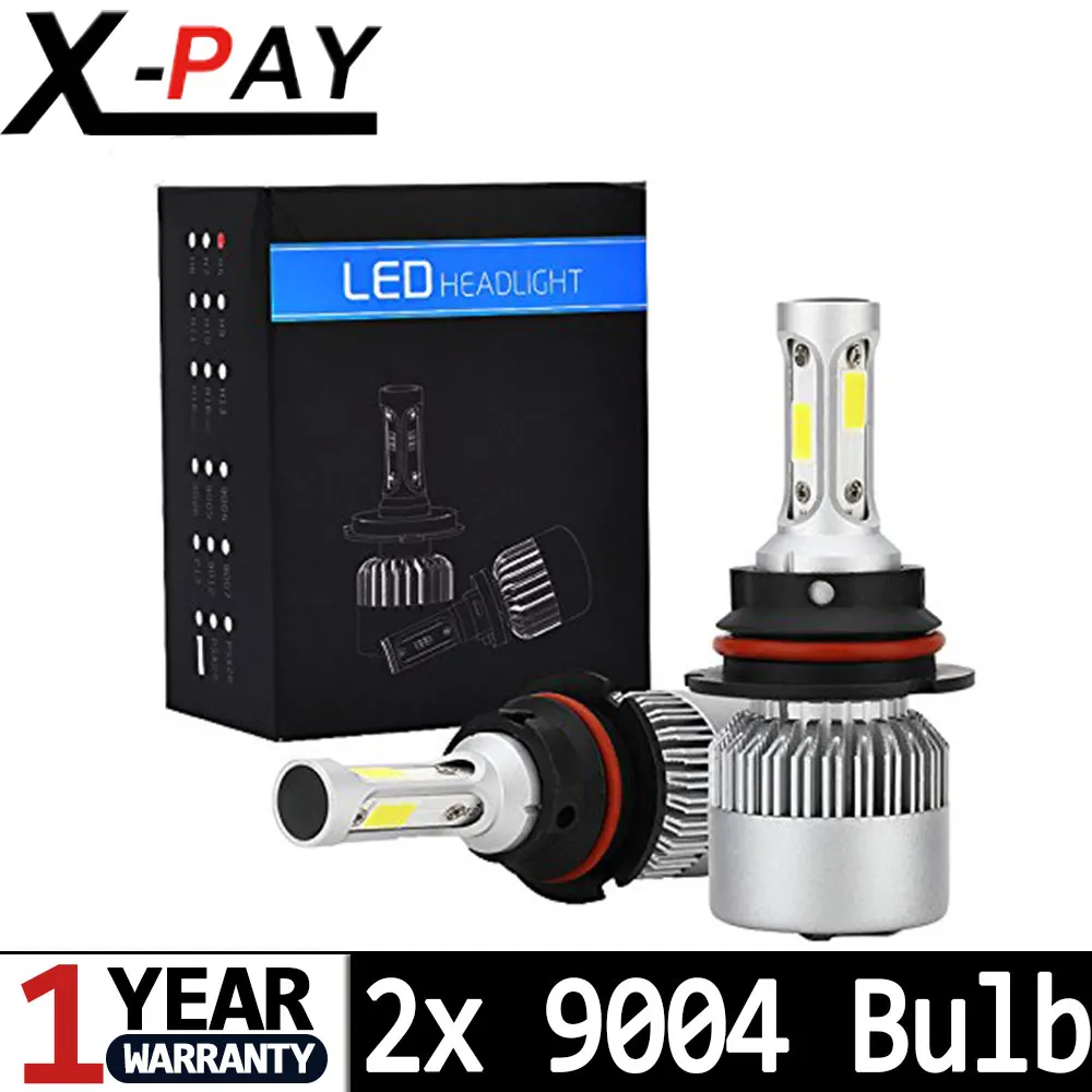 

2PCS 9004 LED Headlight Bulbs S2 Series 72W 8000LM 6500K Cool White Lamp LED Conversion Kits Super Bright with COB LED CHIPS