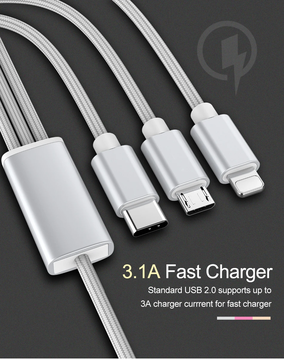 ROCK USB кабель для iPhone 11 XS Max XR X 8 7 6 для Xiaomi samsung зарядное устройство 3 в 1 Micro usb type C зарядное устройство Шнур