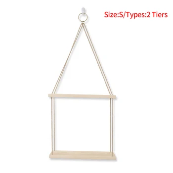 

Home Decor For Plants Rustic Wooden Wall Storage Flower Pot Rack Floating Nordic Style Swing With Rope Hanging Shelf Living Room