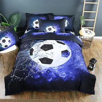 

36 Blue Color Bedding Set Queen Size Passion Football Pattern Quilt Cover Soft Comfortable Sports Style Beddings And Bed Set40