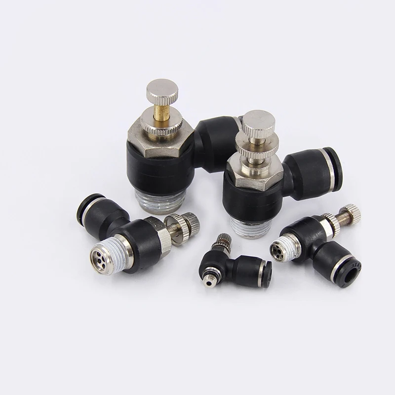 Черный серии SL пневматический клапан с наружной резьбой цилиндра дроссельной