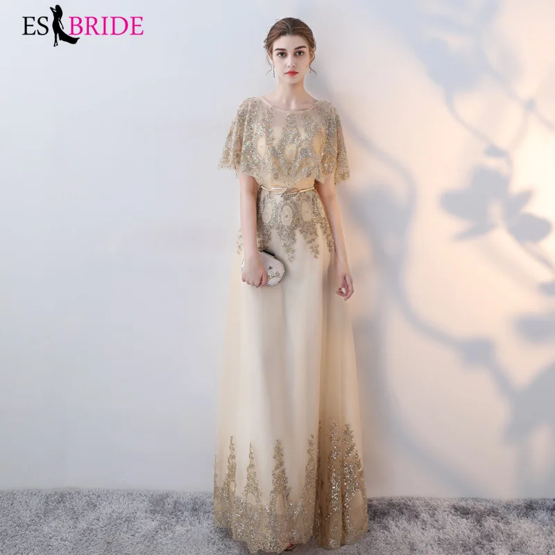 

Long Evening Gowns Fashion New Arrival Elegant A Line Lace Evening Dress Fashion Party Formal with Sleeve Robe De Soiree ES1430