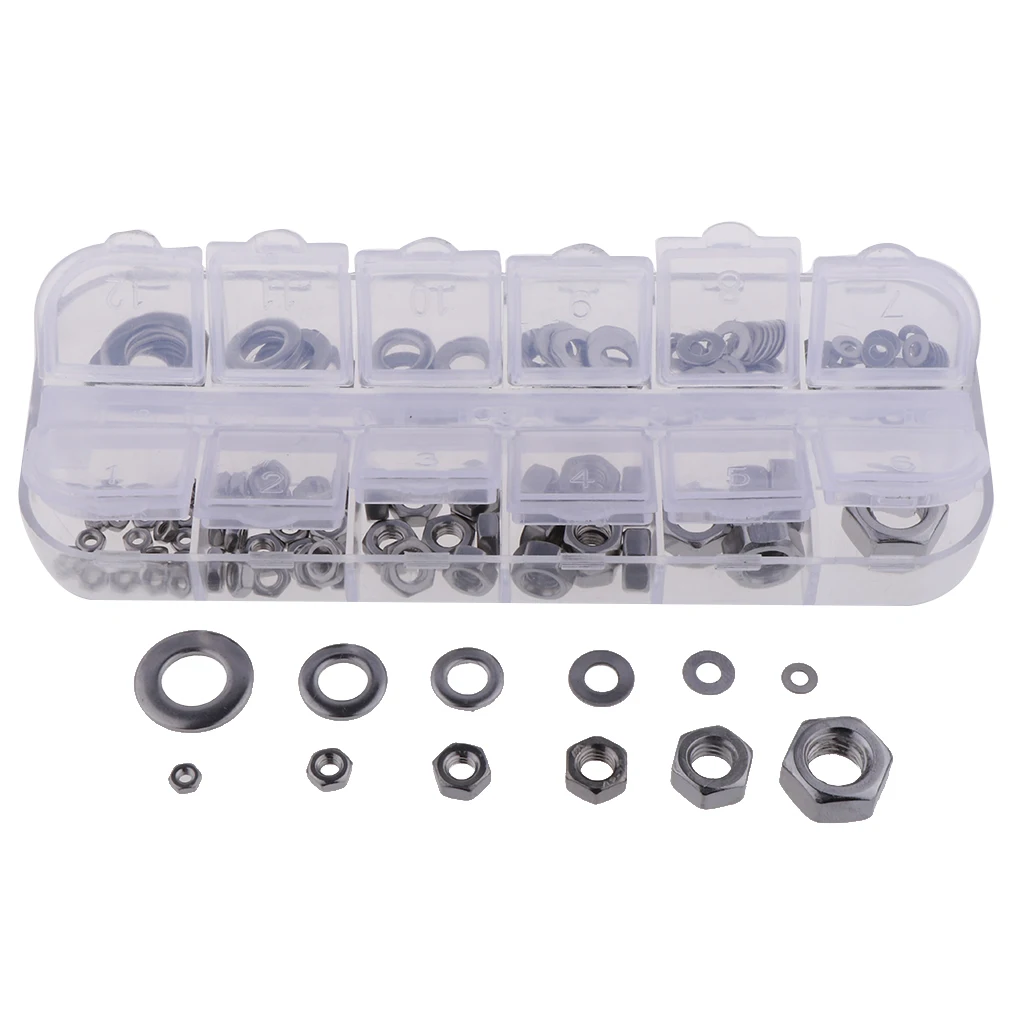 [137-PCS]M2-M8 Flat Washer and Hex Nuts Assortment Flat Gasket Hex Nuts Kit Made of Durable Hardened 304 Stainless Steel