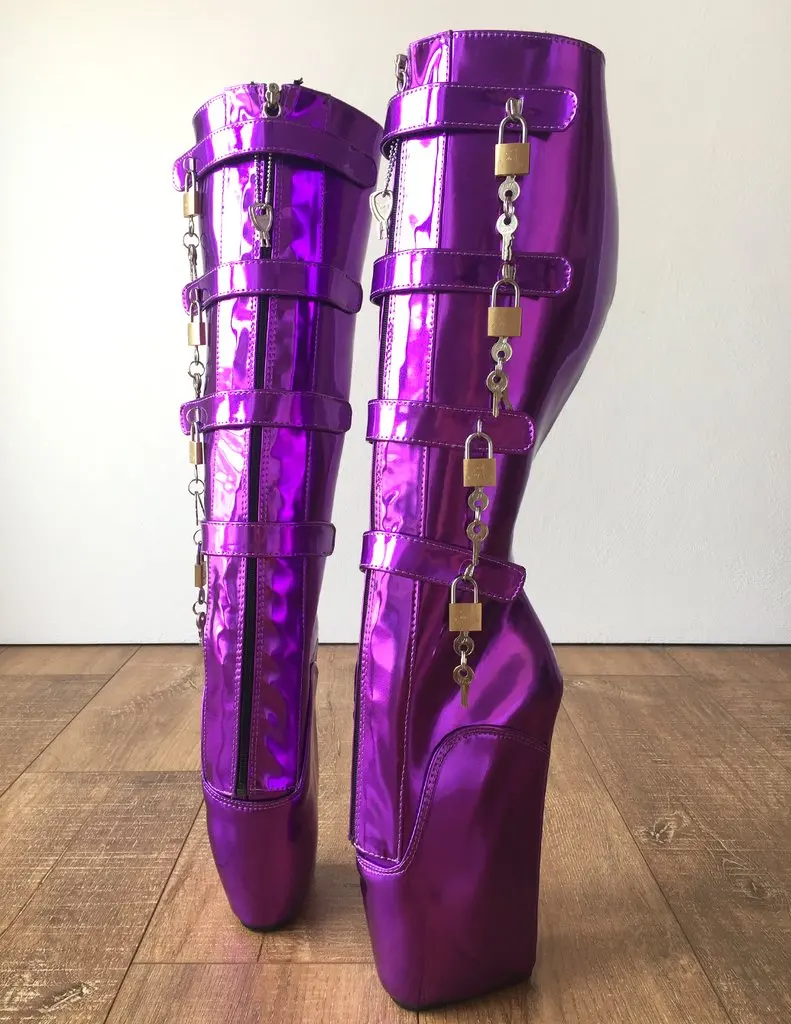 metallic purple boots