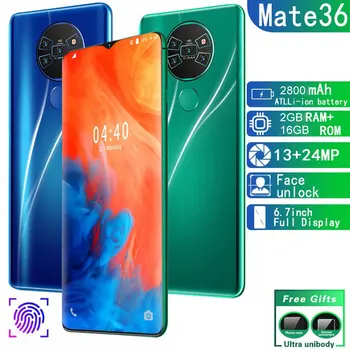 

Mate36 6.7 inch water drop screen 2+16GB mobile phone smart phone Face recognition technology phones