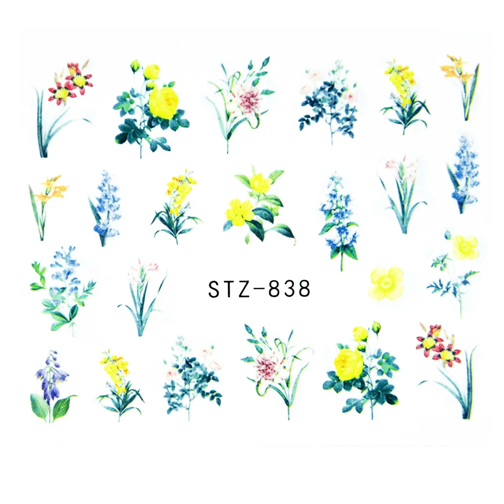 Nail Stickers Sliders For Nails For Manicure Decor Nails Set Nail Design Sliders Flower Leaf Tree Green Nail Art Watermark Decal