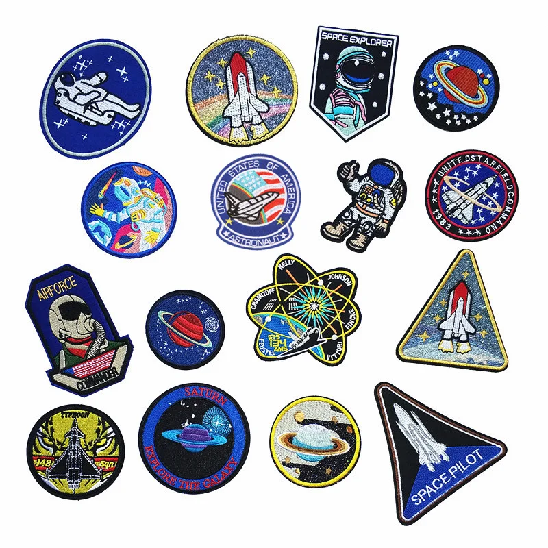 

1pcs Space Rocket Patches for Clothing Iron on Embroidered Sew Applique Cute Patch Fabric Badge Garment DIY Apparel Accessories
