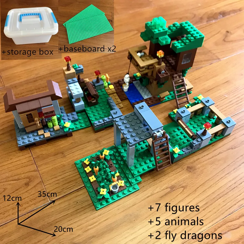 

900+pcs legoing minecrafted building blocks Morka Mountain Villa big farm with storage box figures Educational toys for children
