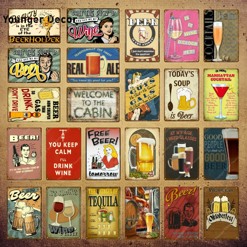 Welcom To The Cabin Decor Drink Beers Wine Tail Plaque Vintage Metal Poster Tin Signs Pub Bar Wall Decoration Yi 157 Plaques Aliexpress Cabin Decor Drink Beers Wine Tail