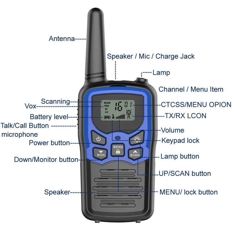 2PCS GoodTalkie T5 Walkie talkie Holding outdoor Civil High power walkie talkie 22 Shindo 400-470MHz 0.5Maximum distance 10 km