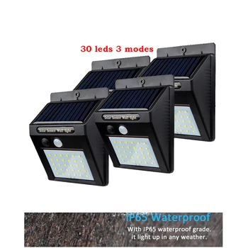 

2/4PCS IP65 waterproof remote control Solar Motion Sensor 30 LEDs wall Light 3 sides view Sensor Detection 3 Working Modes wall
