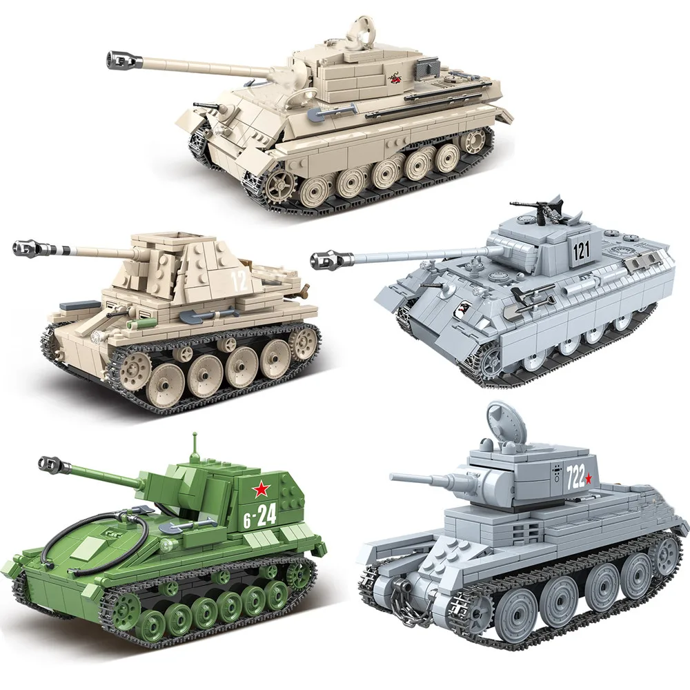 

2020 World War 2 WW2 Soldiers Main Battle Tanks Armored Vehicle Military SWAT Army Building Blocks Figures Toys Birthday Gift