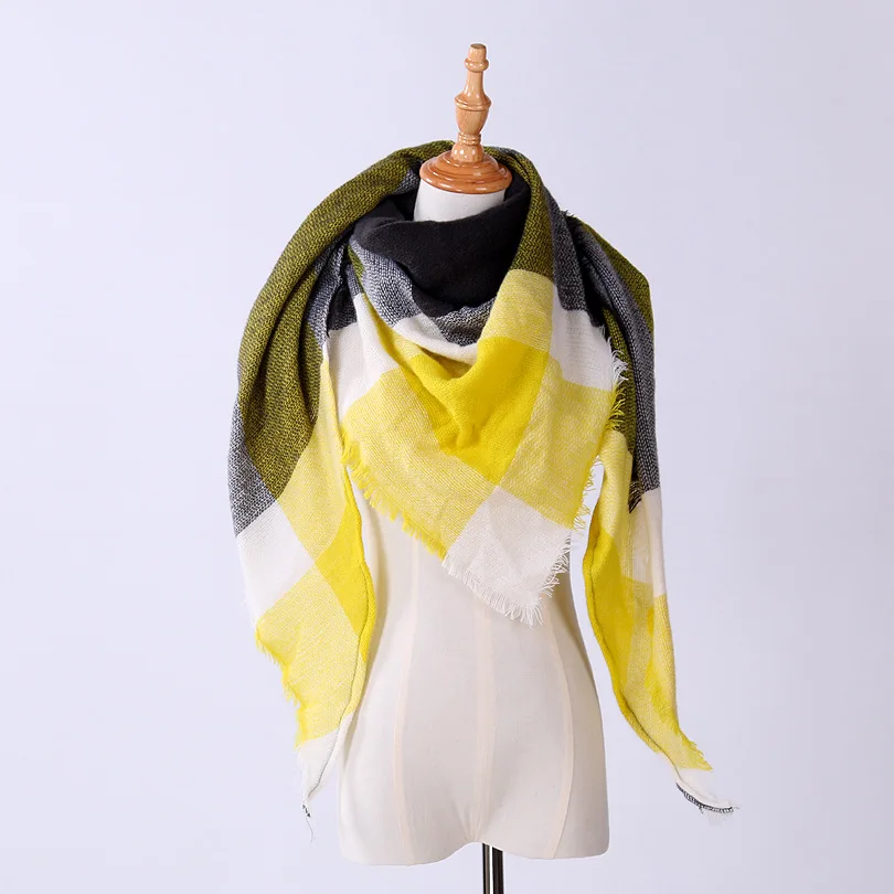 Дизайнерский зимний треугольный шарф для женщин, роскошная брендовая Пашмина шаль, кашемировые шарфы, теплое одеяло для шеи, Дамская бандана из пашмины - Цвет: T1