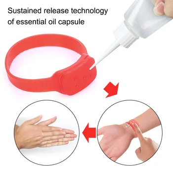 

New Adult Kids Liquid Soap Wristband bracelets Dispenser Handwash Gel Sanitizing Hand Sanitizer Bracelet pulseras with Bottle