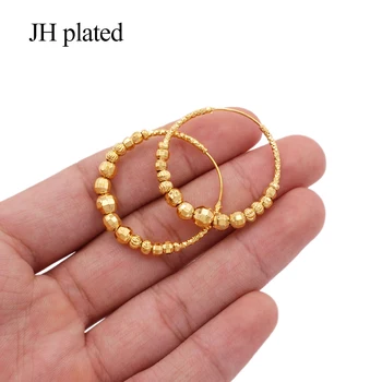 

Earings 24k gold color big round hoop earrings pircing gold earrings piercings accesories for women/girls ornament jewelry gifts
