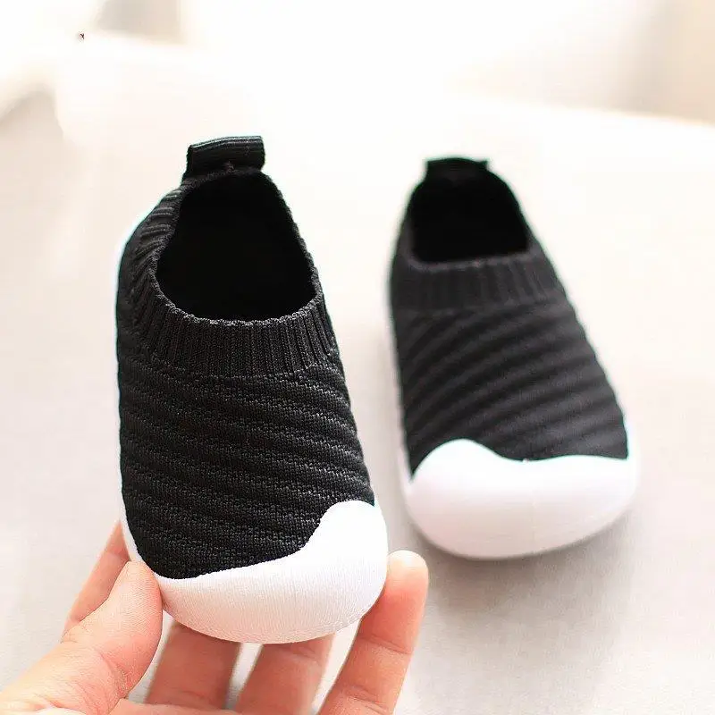 Весенне-Осенняя детская трикотажная обувь для девочек и мальчиков, эластичная, низкая, повседневная, нескользящая, мягкая подошва, детская обувь для детей 1-2-3 лет