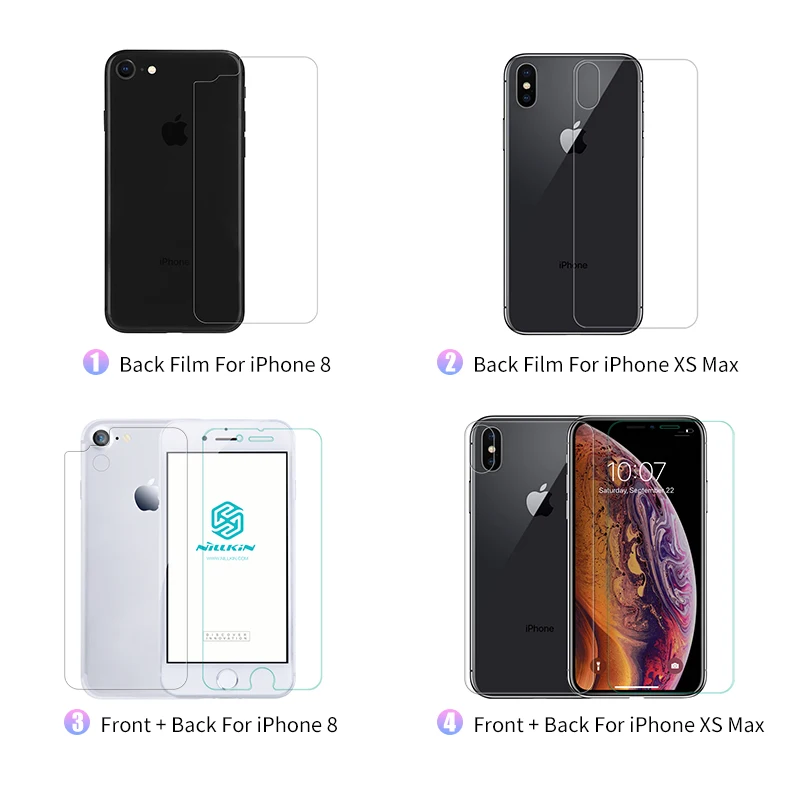 NILLKIN для iPhone XS Max задняя крышка из закаленного стекла для iPhone 8 9H взрывозащищенный HD прозрачный протектор экрана для iPhone8 стекло