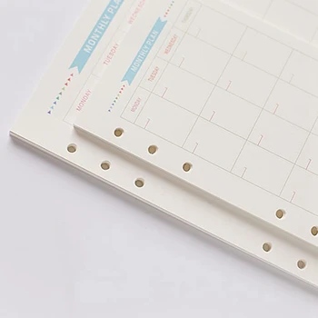 

6 Holes Loose Leaf Notebook Spiral Planner Refill Inner Paper A6 Pages Diary Weekly Monthly Plan To do List for Filofax