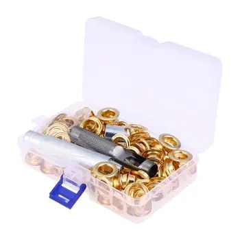 

100pcs 12mm Grommets Kit Metal Eyelets Button with 3PC Tools for Shoes Clothes Crafts (Golden)
