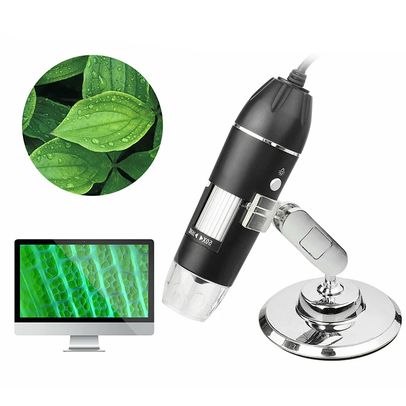

1600X Camera 8-LED OTG Endoscope USB Digital Microscope Magnification w/ Stand For iphone MAC system WINDOWS Android