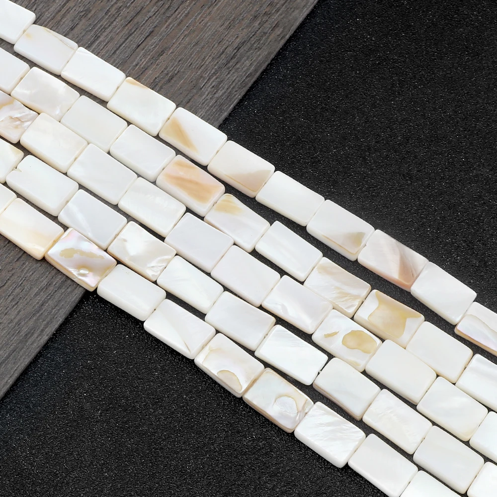 Nuovo 10*15MM rettangolo naturale perline conchiglia d'acqua dolce circa 15