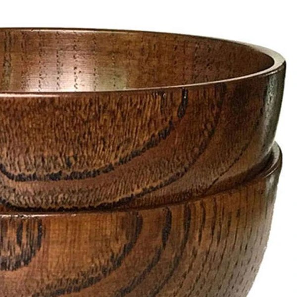 Set of 4 Solid Wood Bowl, 4-1/8 inch Dia by 2-5/8 inch, for Rice, Soup, Dip, Decoration(Small