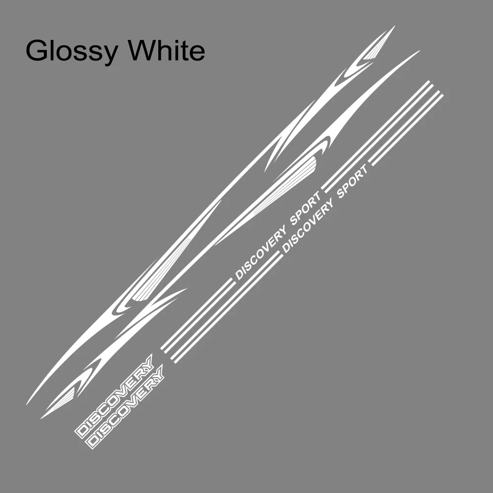 Glossy White 2 шт. Автомобильная боковая юбка наклейка авто украшения гоночные длинные полосы наклейки виниловая пленка для Land Rover Дискавери тюнинг автомобильные аксессуары - Название цвета: Glossy White