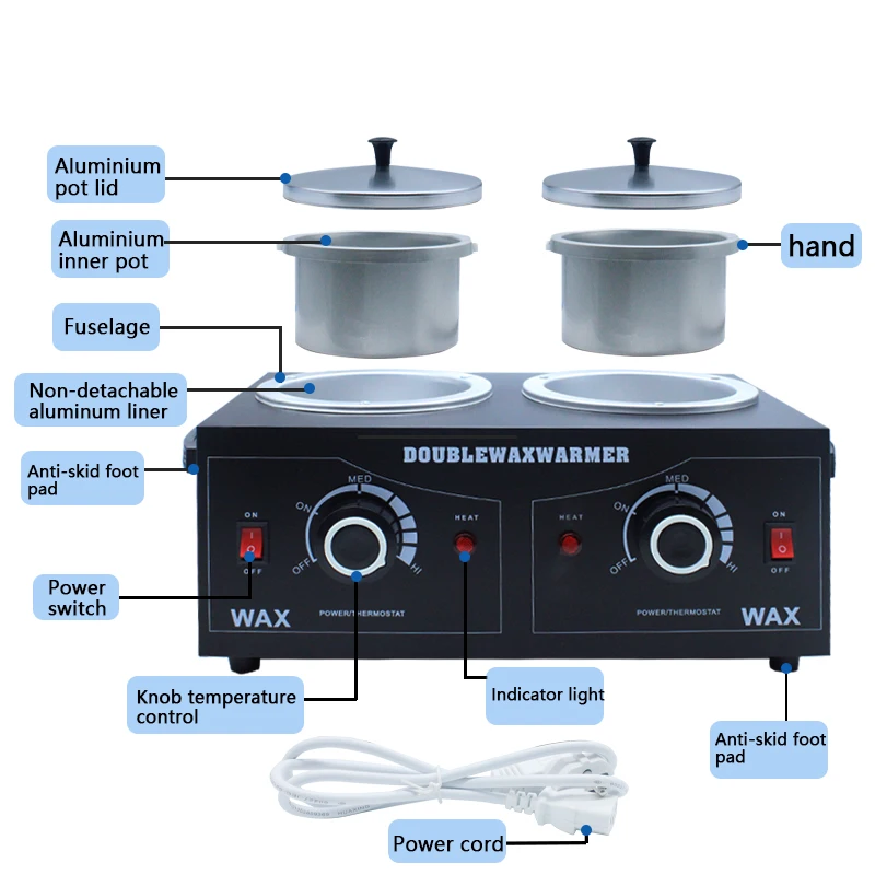 Double Pot Wax Heater Electric Hair Removal Tool Wax Machine Hands Feet Paraffin Therapy Depilatory Salon Beauty Tool