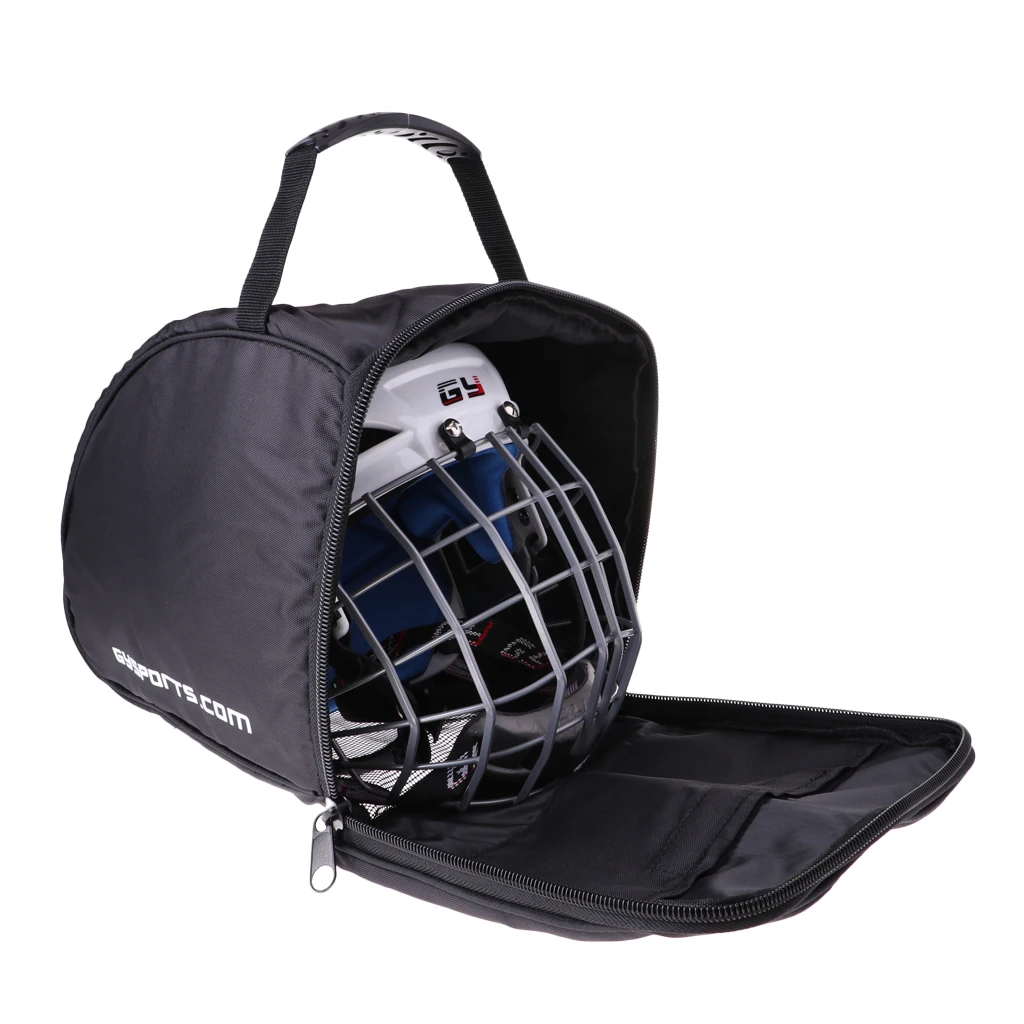 Portable Ice Hockey Helmet Bag Padded Protection Goalie Mask Equipment Storage Bag Black