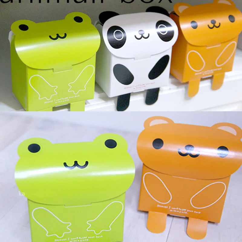 

Wholesale Cute Panda Bear Frog Design Snak Box, Small Cartoon Box , Candy Box, Party Favor Cookies Cake Gift Box 25pcs/lot