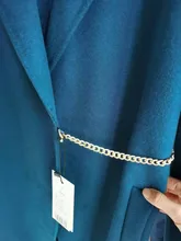 Woolen Coat Belt-Chain Long Winter Women Autumn New And Lapel Simple Straight AIGYPTOS