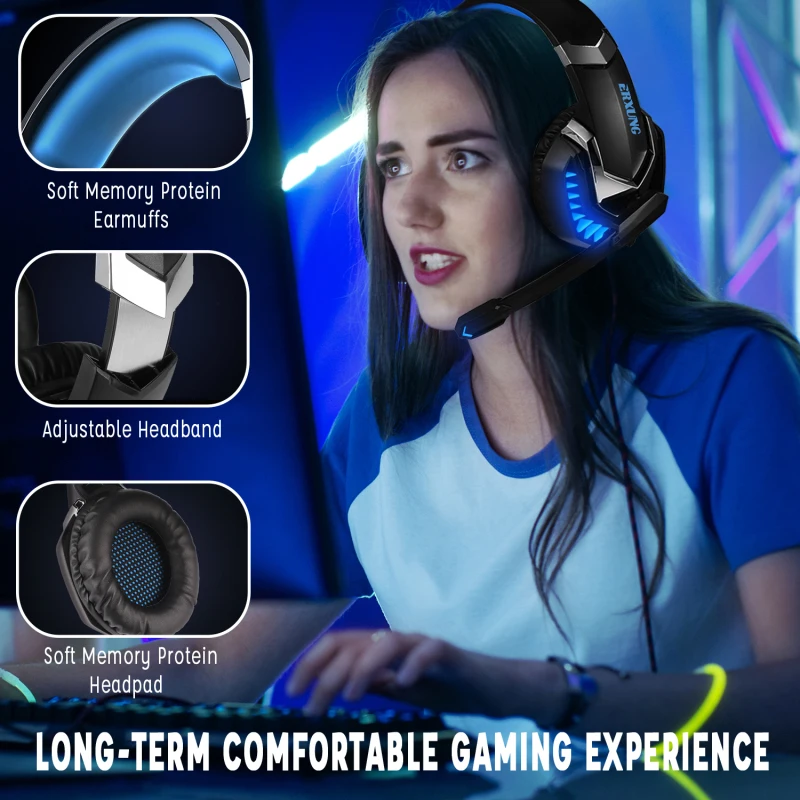 J30 Noise Cancelling Earphone With Hd Mic Foldable 2M Wired Stereo Bass Gaming Headset USB Colorful Glow LED Light Headphones