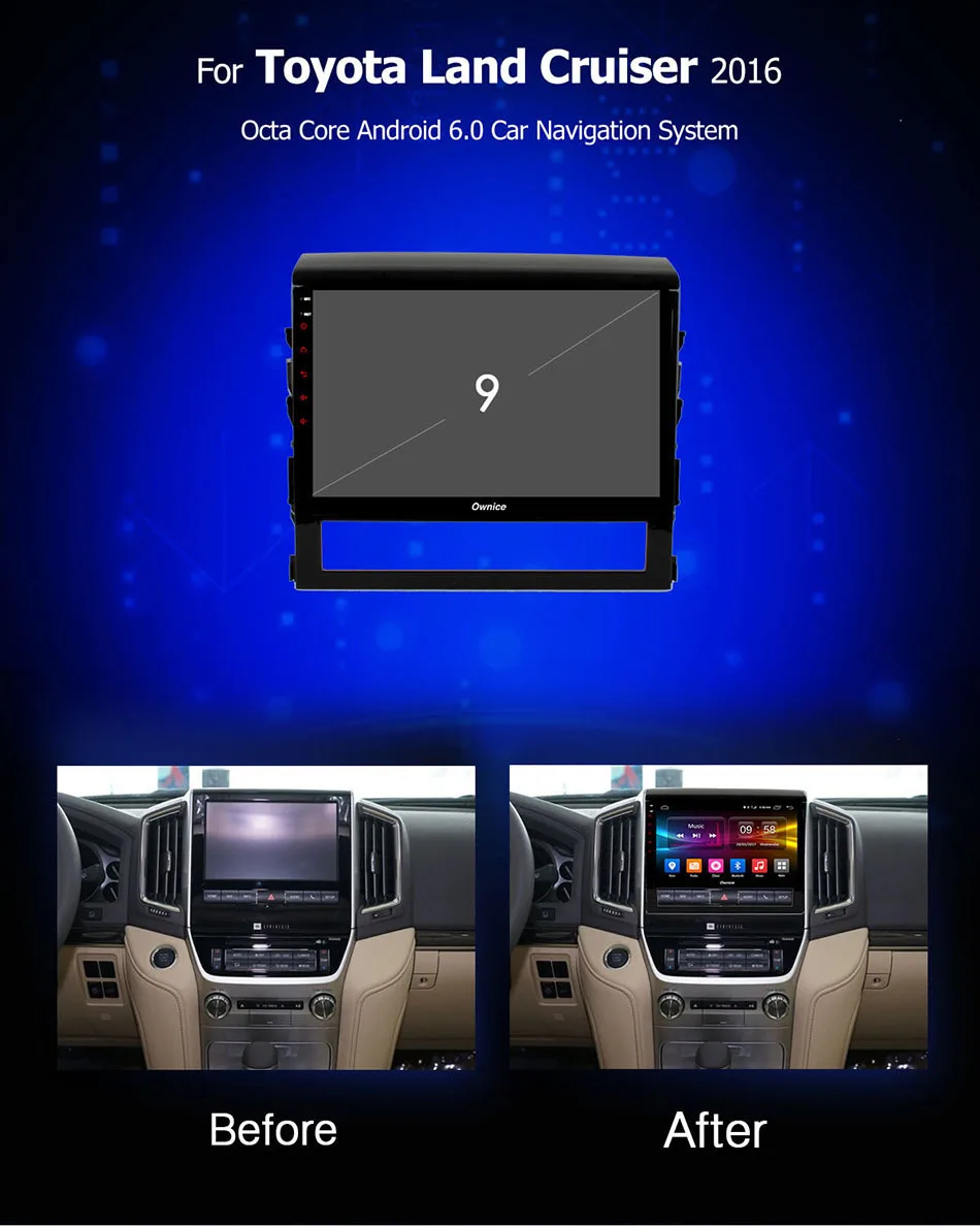 Perfect Ownice K1 K2 K3 android 9.0 octa core car dvd player for Toyota land cruiser 200 LC200  gps radio 4G LTE IPS 2.5D Nano dab+ 1