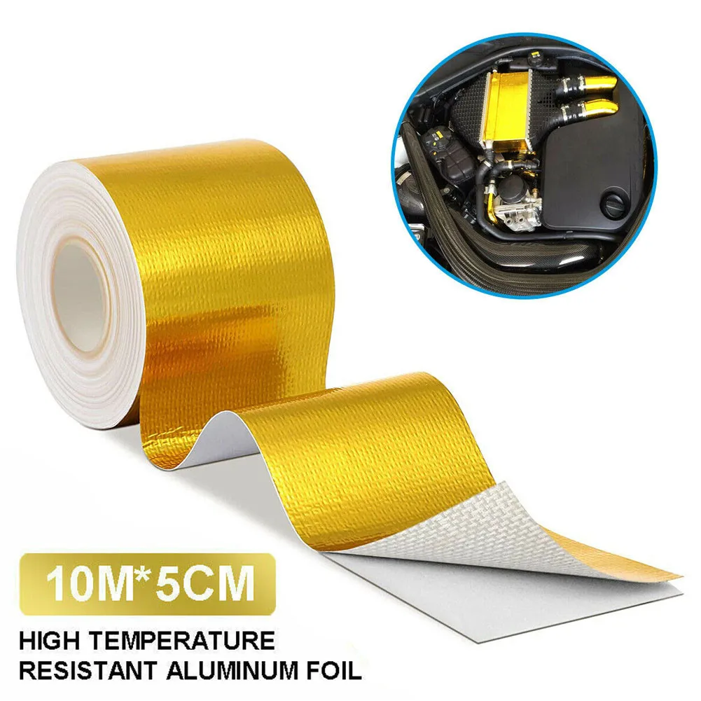 Escudo térmico Wrap cinta Gold Auto Tubo De Escape Adhesivo Reflectante Papel de Aluminio 