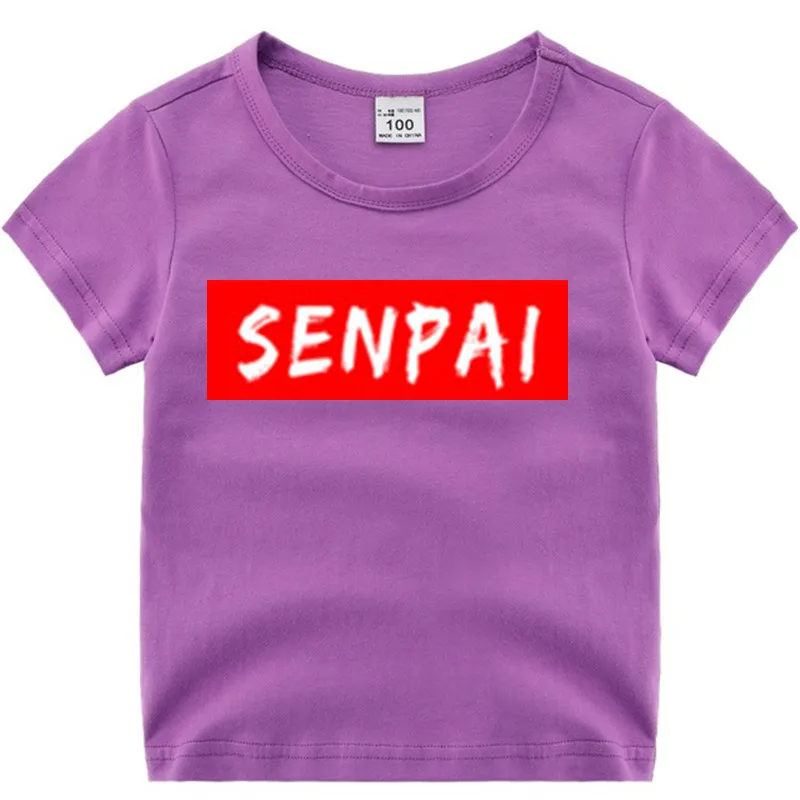 T74C-purple Хлопковая футболка для маленьких мальчиков и девочек с аниме «Senpai» летняя детская Рождественская рубашка детская футболка для малышей с героями мультфильмов Роскошный топ - Цвет: T74C-purple