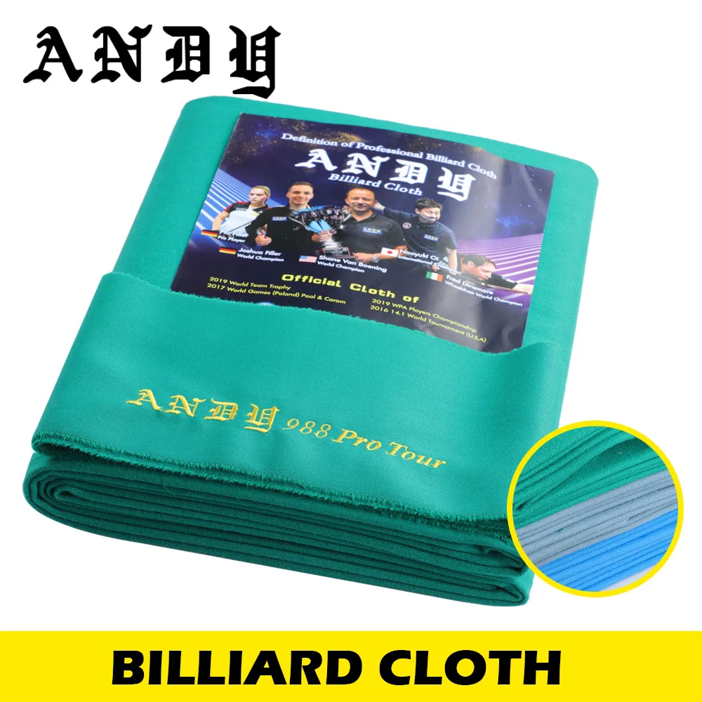 

ANDY 988 Billiard Pool Table Cloth for 80% Wool 20% Nylon High Quality Professional Billiard Accessories for Tournament
