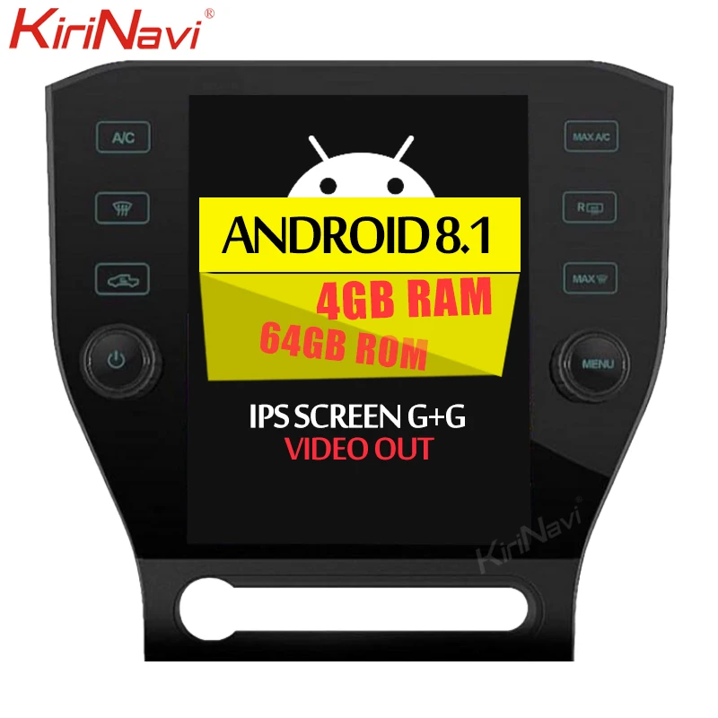 KiriNavi вертикальный экран Tesla style 10,4 ''Android 8,1 автомобильный Радио gps навигатор для Ford Mustang 1 Din DVD Автомобильный плеер