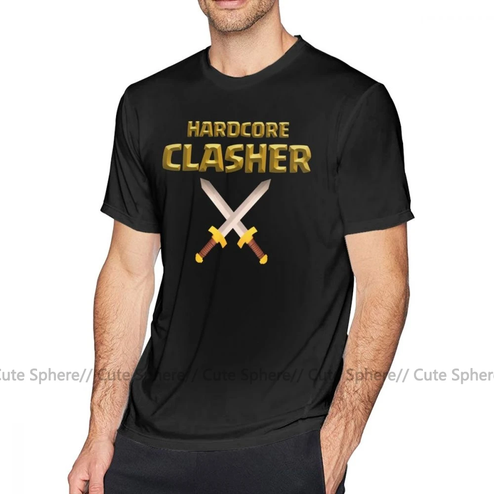 Clash Royal, футболка, Hardcore Clasher, королевские варварские мечи, футболка, Повседневная футболка с коротким рукавом, с принтом, Мужская забавная хлопковая футболка