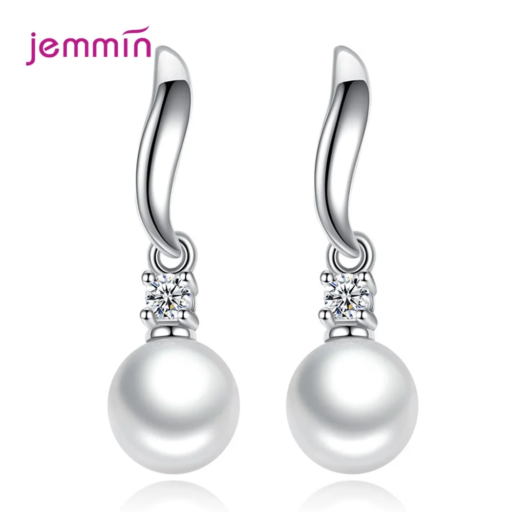 

Real Solid 925 Sterling Silver Earrings For Women Fashion 5A CZ Freshwater Pearl Drop Earrings Of Christmas Valentine's Day