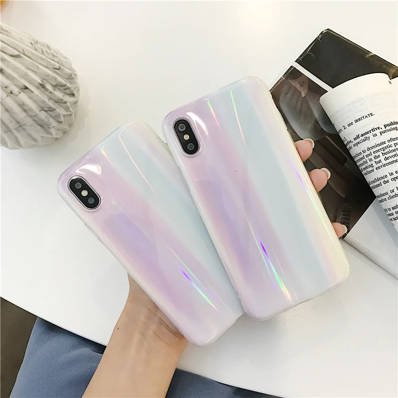 Лазерный мраморный чехол Aurora для iphone 11 Pro MAX XR X XS Max, глянцевый мягкий силиконовый чехол для iphone 6 6s 7 8 7 plus, задняя крышка для телефона - Цвет: A