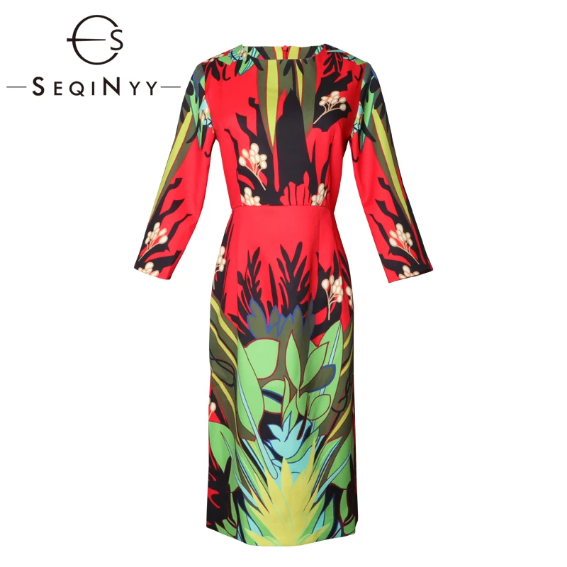 

SEQINYY Casual Dress 2020 Summer Spring New Fashion Design Women 3/4 Sleeve Flowers Printed Mini Dress