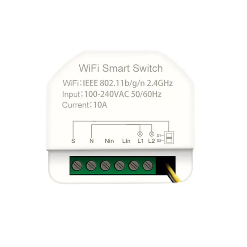 

Умный модуль переключателя Tuya с Wi-Fi, 10 А, 2 клавиши, функция таймера, функция обратного отсчета, поддержка приложения, дистанционное управление, голосовое управление