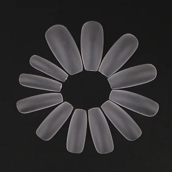 

264 Pcs/1 Box Manicure Stickers Fake Nails Full Cover False Nails Sticky Pieces Frosted Fake Nail Stickers Nail Patches (Transpa