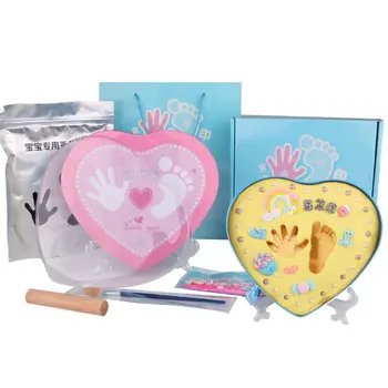 

DIY 0-1 Year Baby Handprint Footprint Imprint Inkpad Kit Baby Souvenirs Mud Hundred Days Commemorate Clay Box Kids Growing Memor