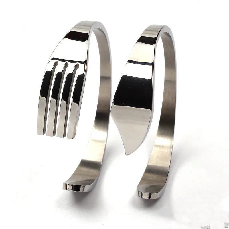 

HIP Hop Men Titanium Steel Fork Spoon Bracelets Men Stainless Steel Bracelets & Bangles for Men Cuff Bangles Open Bracelets